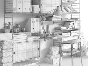 string system bookshelf with workspace 3D Model