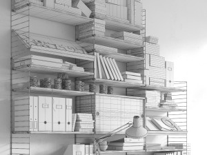 string system bookshelf with workspace 3D Model