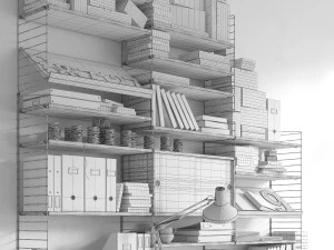 string system bookshelf with workspace 3D Model