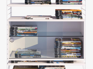 string bookshelf and journals 3D Model