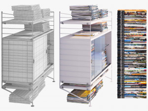 string bookshelf and journals 3D Model