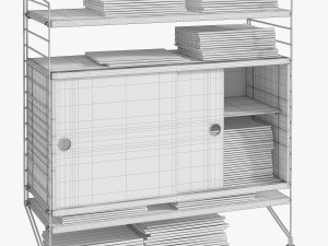 string bookshelf and journals 3D Model