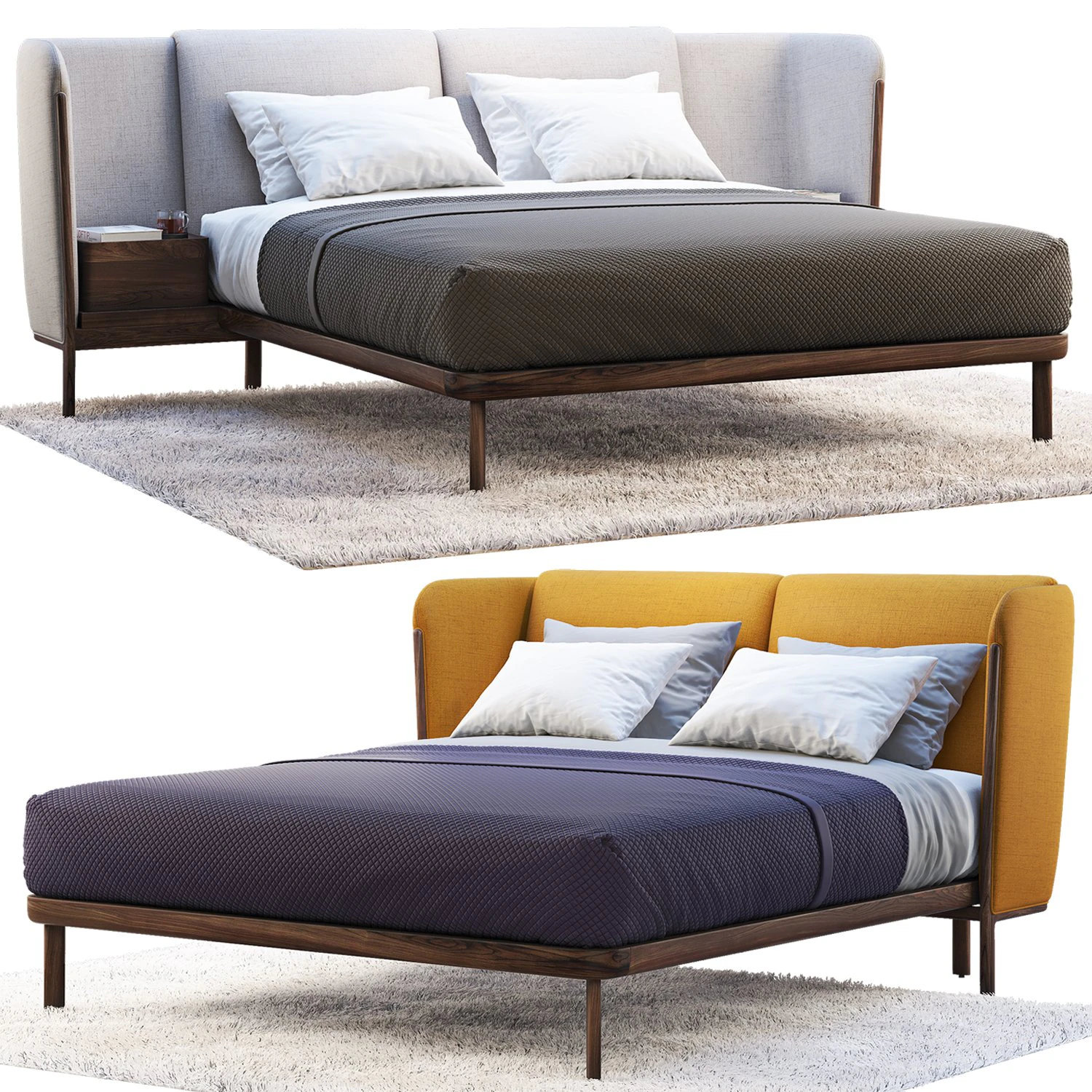 low dubois bed 2 options 3D Model .c4d .max .obj .3ds .fbx .stl .blend 