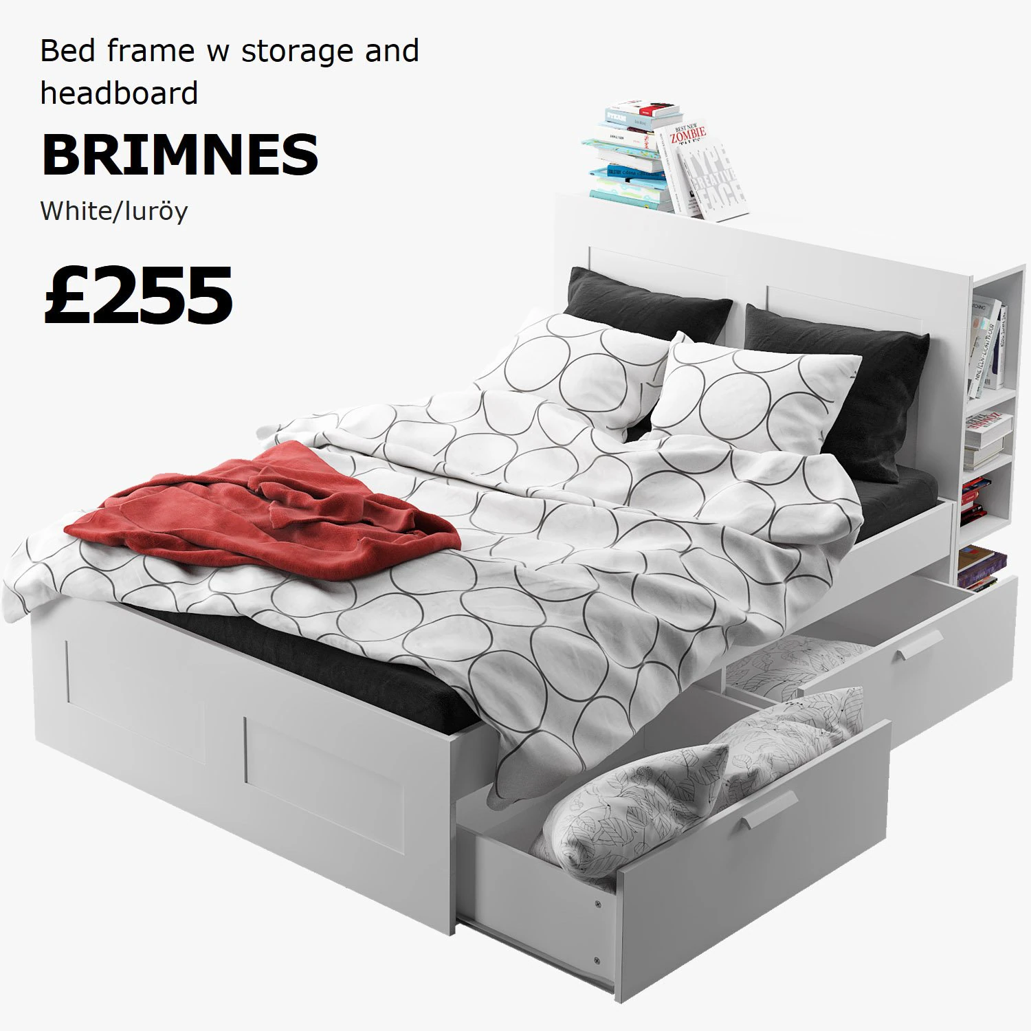 ikea brimnes bed 1 3D Model .c4d .max .obj .3ds .fbx .stl .blend 