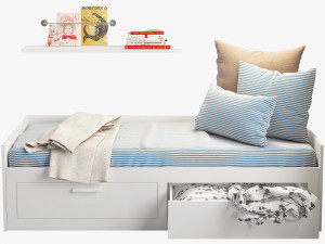 ikea brimnes bed 2 Model 3D