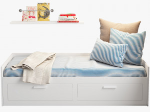 ikea brimnes bed 2 Model 3D