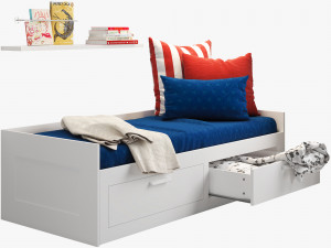 ikea brimnes bed 2 Model 3D