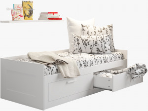 ikea brimnes bed 2 Model 3D