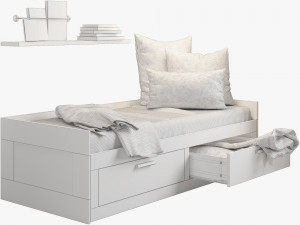 ikea brimnes bed 2 Model 3D