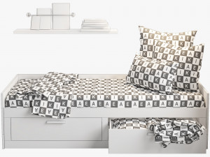 ikea brimnes bed 2 Model 3D