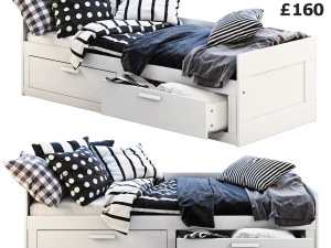 cama ikea brimnes 3 Modelo 3D