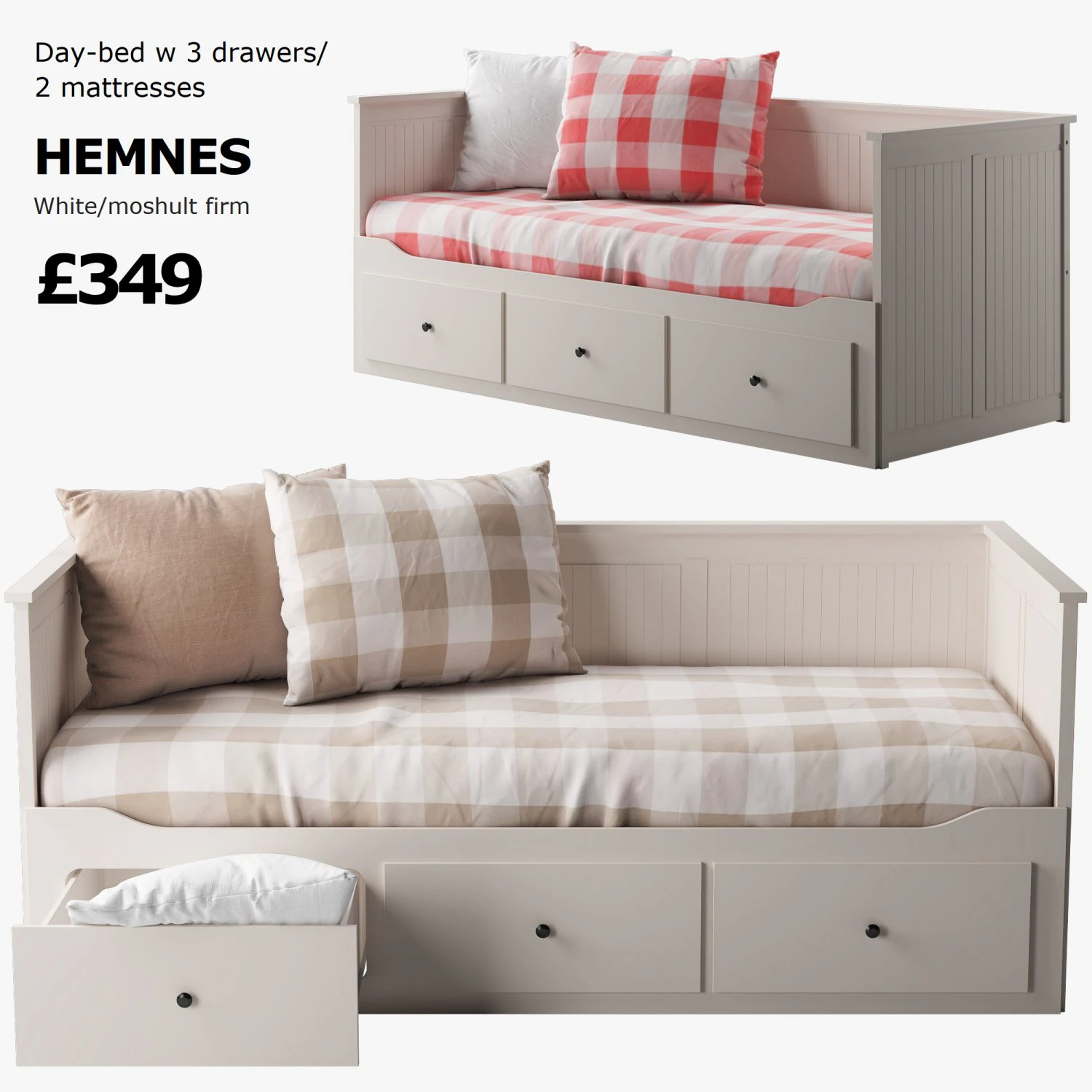 ikea hemnes bed 1 3D Model .c4d .max .obj .3ds .fbx .stl .blend