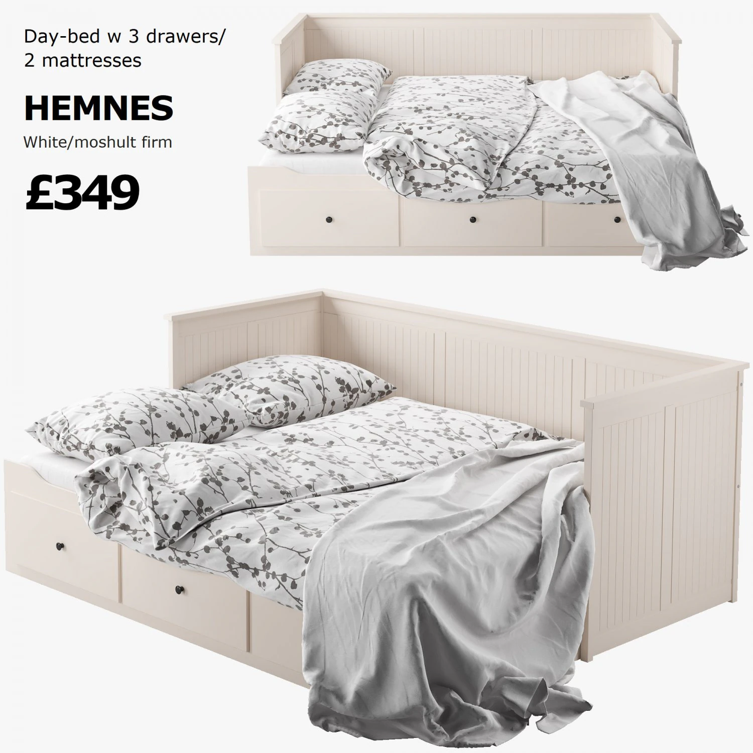 Letto Hemnes Ikea 2 Modello 3D .c4d .max .obj .3ds .fbx .stl .blend 