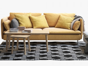 ikea soderhamn three-seat sofa and one-seat section 3D Модель