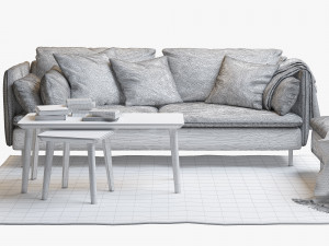 ikea soderhamn three-seat sofa and one-seat section 3D Модель