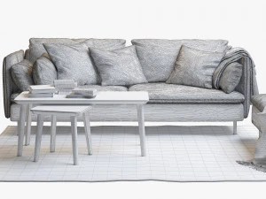 ikea soderhamn three-seat sofa and one-seat section 3D Model