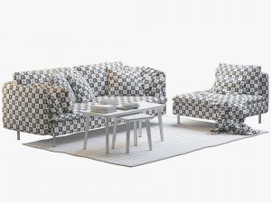 ikea soderhamn three-seat sofa and one-seat section 3D Model