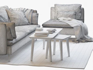 ikea soderhamn three-seat sofa and one-seat section 3D Model