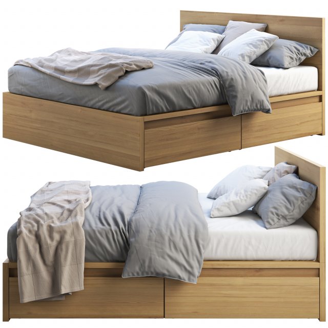 ikea malm bed 2 3D मॉडल .c4d .max .obj .3ds .fbx .stl .blend 