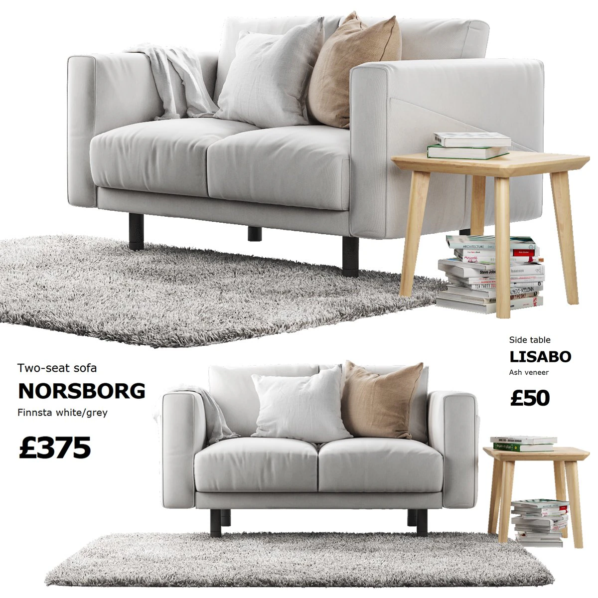 ikea norsborg two-seat sofa 3D Model .c4d .max .obj .3ds .fbx .stl .blend 