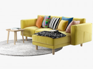 ikea norsborg two-seat sofa with chaise longue 3D Model