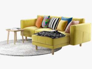 ikea norsborg two-seat sofa with chaise longue 3D Model