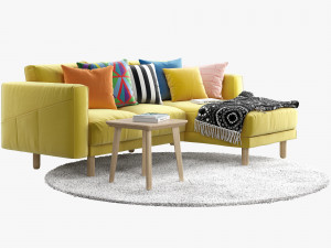 ikea norsborg two-seat sofa with chaise longue 3D Model