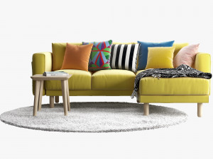ikea norsborg two-seat sofa with chaise longue 3D Model