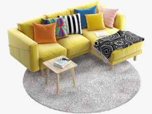 ikea norsborg two-seat sofa with chaise longue 3D Model