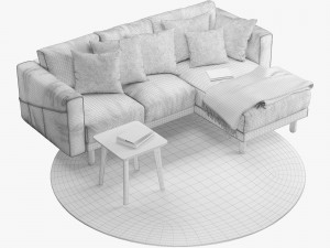 ikea norsborg two-seat sofa with chaise longue 3D Model