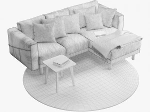 ikea norsborg two-seat sofa with chaise longue 3D Model