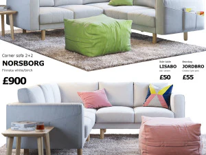 sofá de canto ikea norsborg Modelo 3D