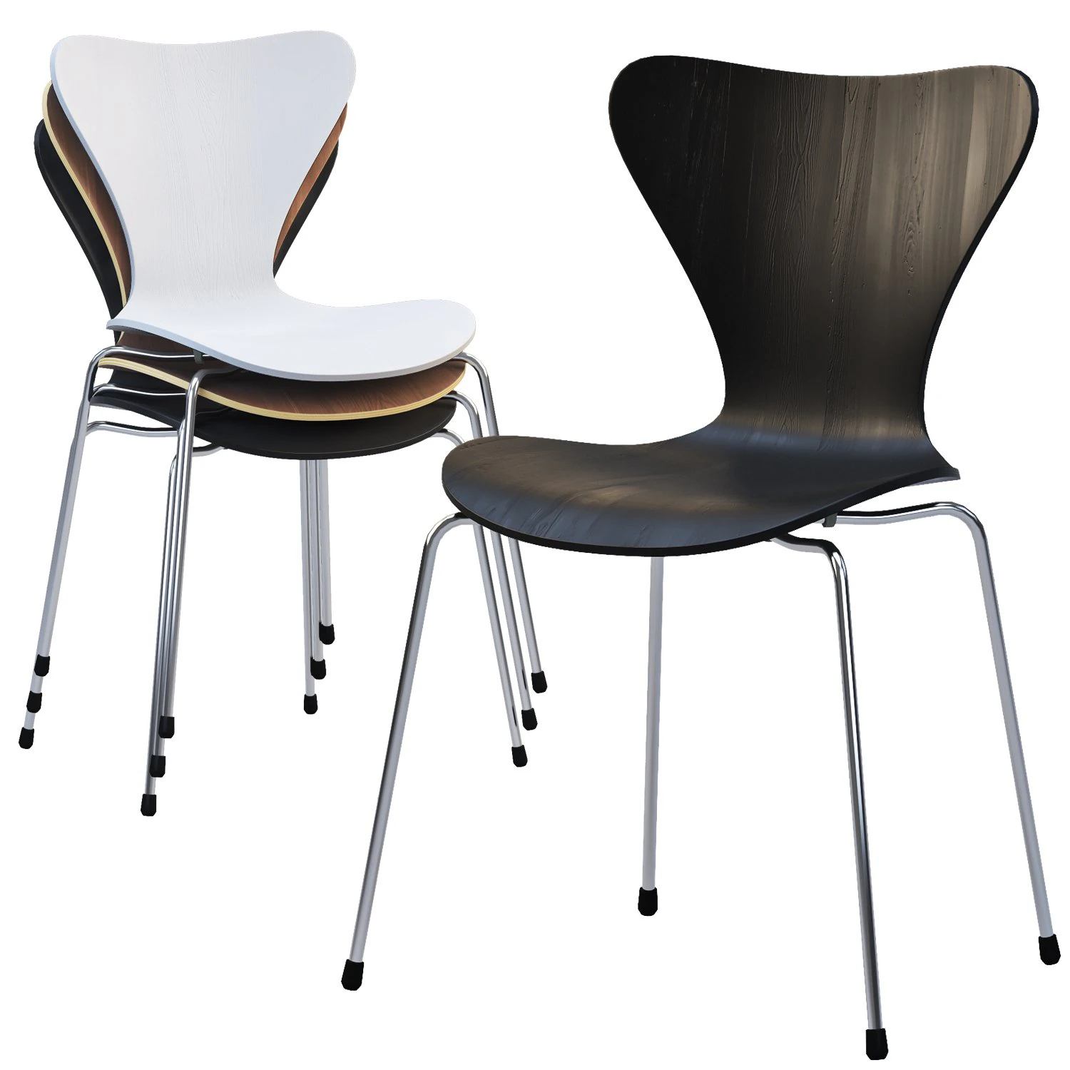 fritz hansen series 7 chair 3D Model .c4d .max .obj .3ds .fbx .stl .blend 