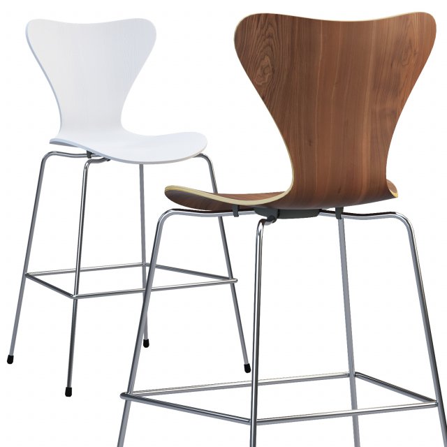 fritz hansen series 7 counter stool 3Dモデル .c4d .max .obj .3ds .fbx .stl .blend 