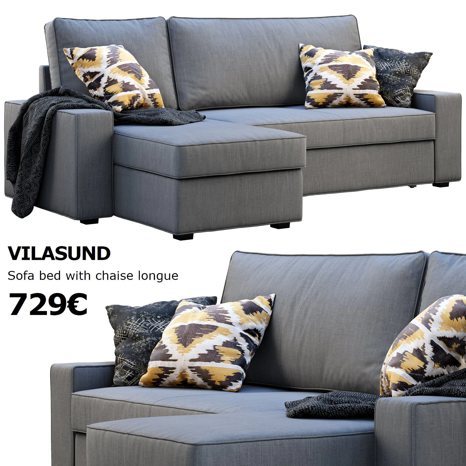 ikea vilasund sofa 3D Model .c4d .max .obj .3ds .fbx .stl .blend 