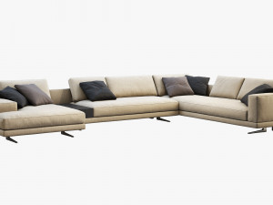 poliform mondrian chaise lounge sofa 3D Модель
