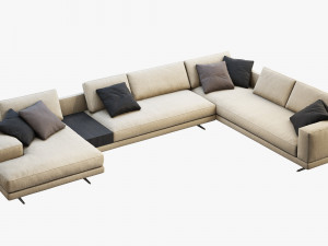 poliform mondrian chaise lounge sofa 3D Модель