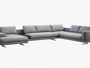 poliform mondrian chaise lounge sofa 3D Модель