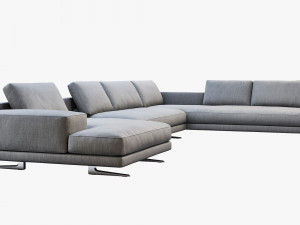 poliform mondrian chaise lounge sofa 3D Модель