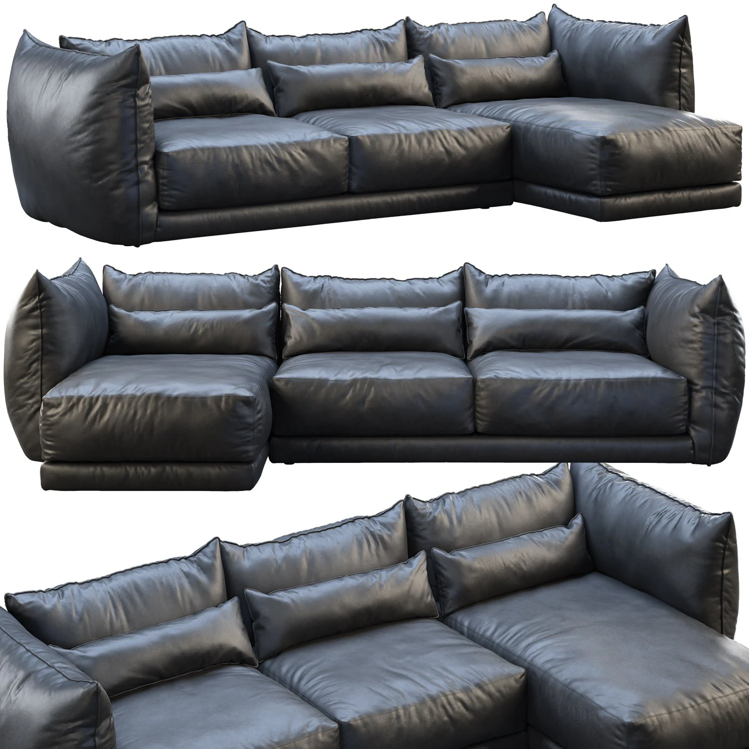 montauk jane leather sofa 3D Model .c4d .max .obj .3ds .fbx .stl .blend 