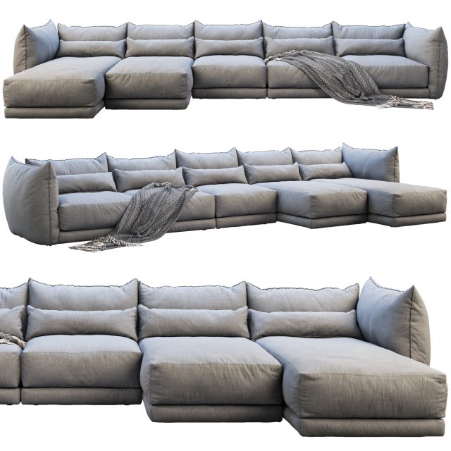 montauk jane fabric sofa 3D Модель .c4d .max .obj .3ds .fbx .stl .blend 
