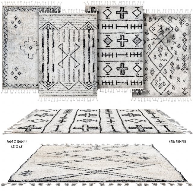 scandinavian rugs set 3D Model .c4d .max .obj .3ds .fbx .stl .blend 