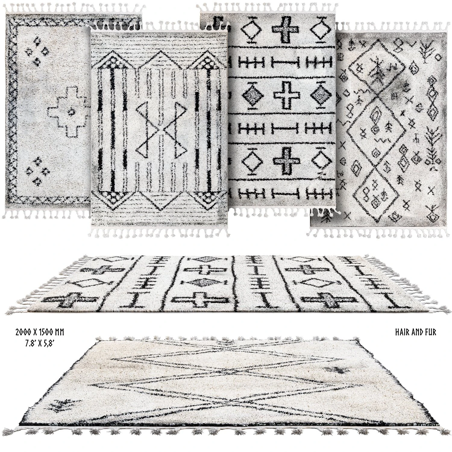 scandinavian rugs set 3D Model .c4d .max .obj .3ds .fbx .stl .blend 