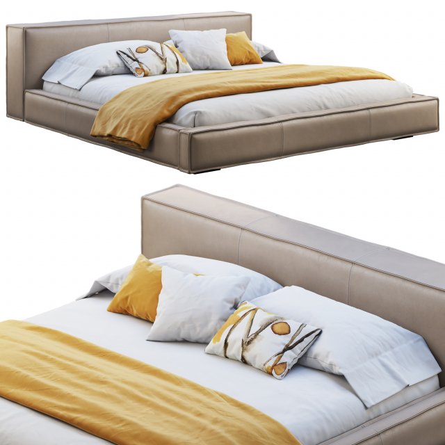 queen loft leather bed model Modèle 3D .c4d .max .obj .3ds .fbx .stl .blend 