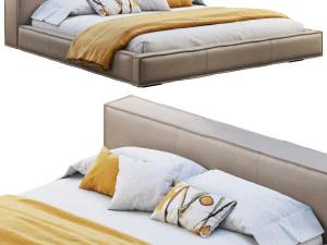 queen loft leather bed model 3D Model