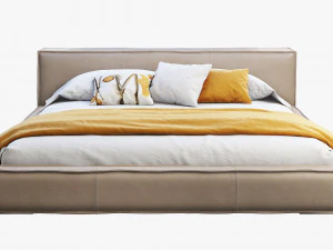 queen loft deri yatak modeli 3D Model