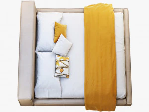 queen loft deri yatak modeli 3D Model