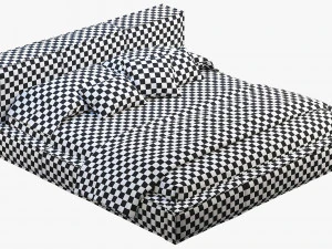 queen loft deri yatak modeli 3D Model