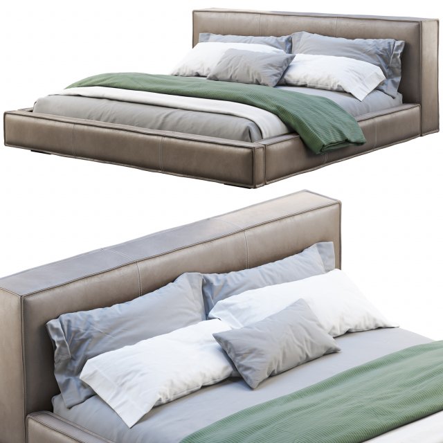 3d queen loft leather bed 2 model 3D 模型 .c4d .max .obj .3ds .fbx .stl .blend 