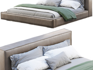 3d queen loft leather bed 2 model 3D 모델